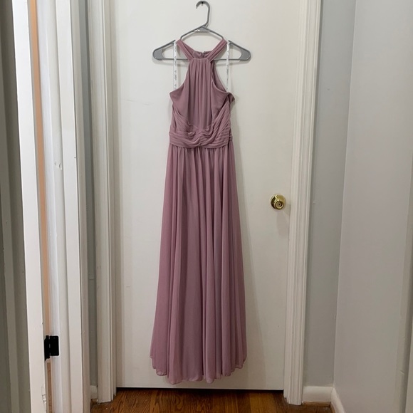 David’s Bridal High Neck Mesh Bridesmaid Dress with Full Skirt, Size 8, Quartz - Picture 2 of 3